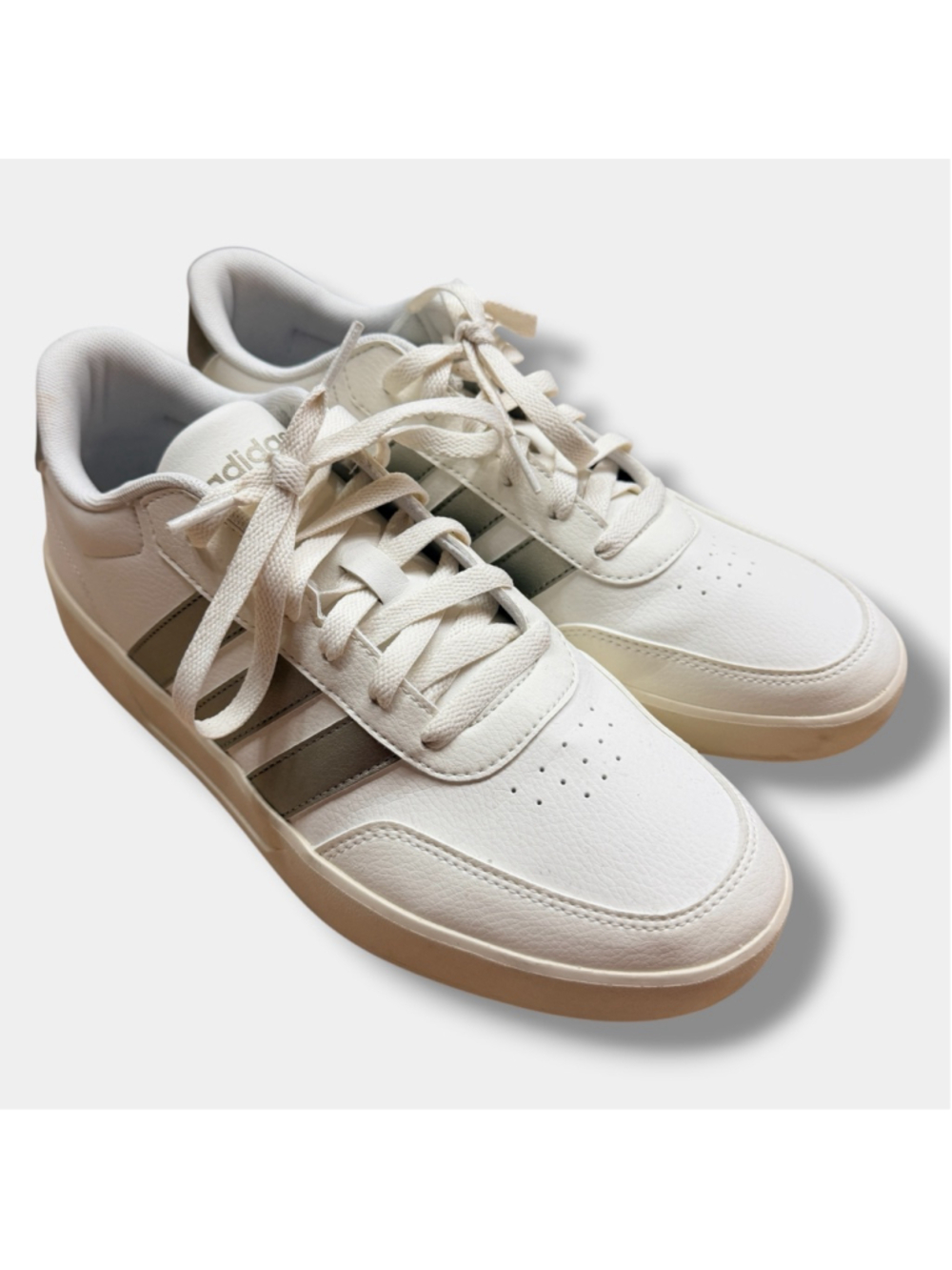 Adidas Women’s Size 10 White Silver Stripe Sneakers Casual Lace Up Shoes - Picture 12 of 12